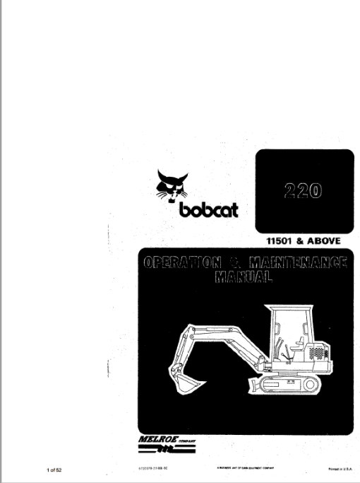 Bobcat X220 Excavator Service Manual - Image 2