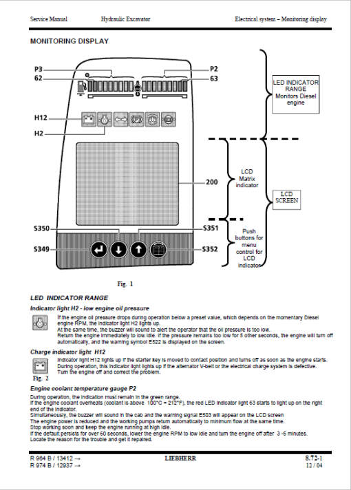 Liebherr R954, R954B, R954C, R964, R964B, R974B Litronic Excavator Service Manual - Image 5