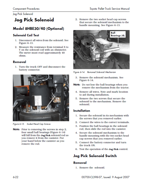 Toyota 8HBW30, 8HBE30, 8HBC30, 8HBE40, 8HBC40, 8TB50 Pallet Trucks Repair Manual - Image 5