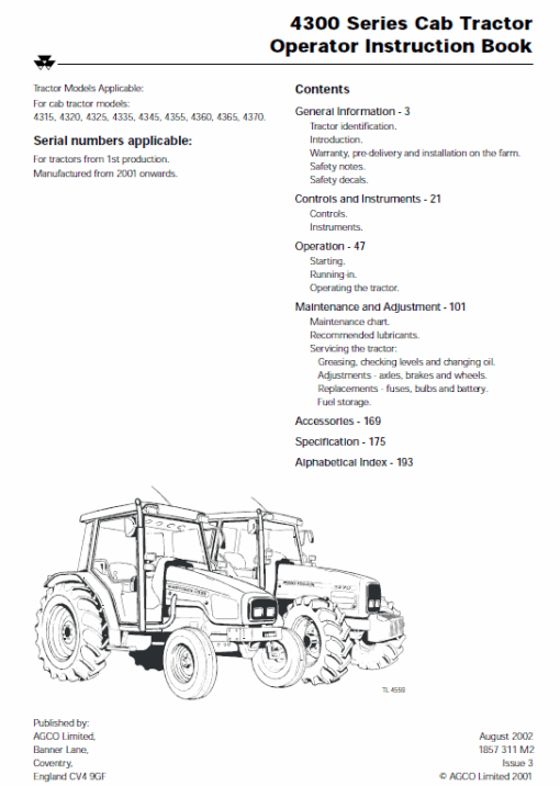 Massey Ferguson 4315, 4320, 4325, 4335 Tractor Service Manual - Image 5