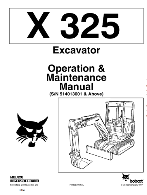 Bobcat X325 and X328 Excavator Service Manual - Image 8