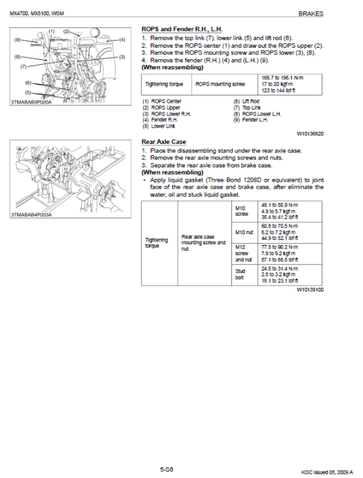 Kubota MX4700, MX5100 Tractor Workshop Service Manual - Image 5