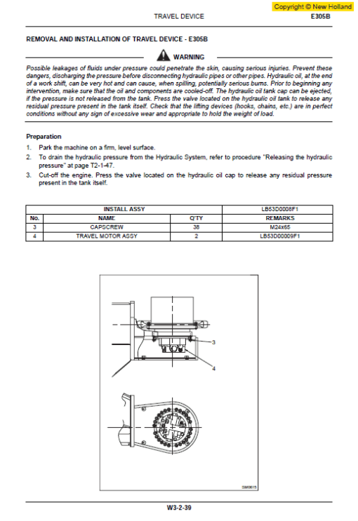 New Holland E265B and E305B Excavator Service Manual - Image 5