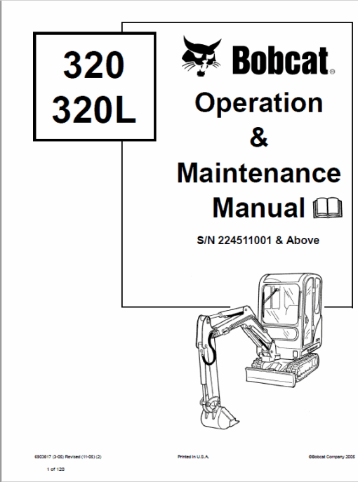 Bobcat 320, 320L and 322 Excavator Service Manual - Image 5