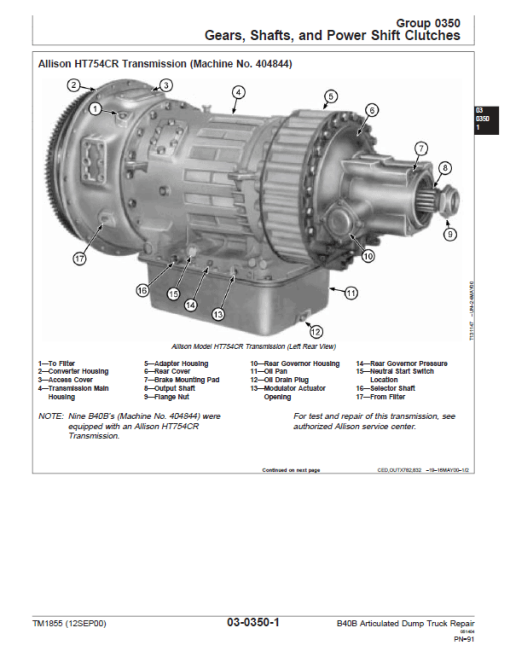 John Deere B40B Articulated Dump Truck Repair Technical Manual - Image 5