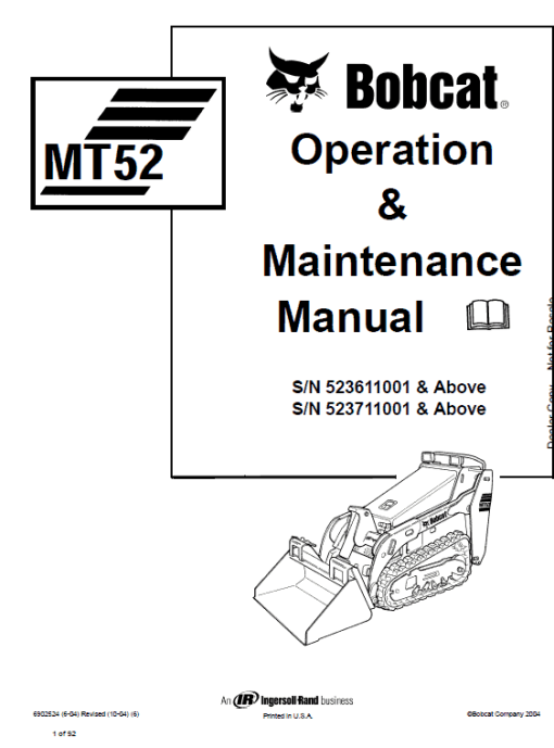 Bobcat MT52 and MT55 Mini Loader Service Manual - Image 3