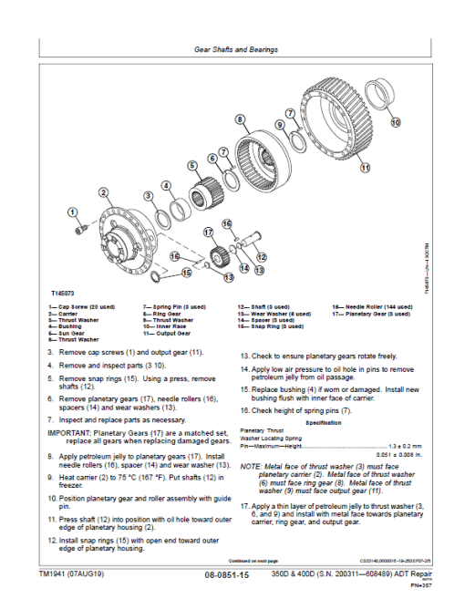 John Deere 350D, 400D Dump Truck Technical Manual (DW & BELL - S.N. 200311—201811) - Image 5