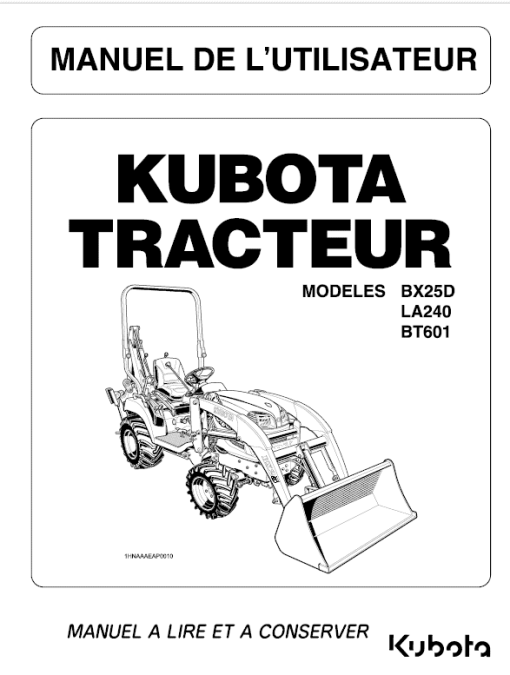 Kubota BX25, LA240, BT601 Tractor Loader Workshop Manual - Image 5