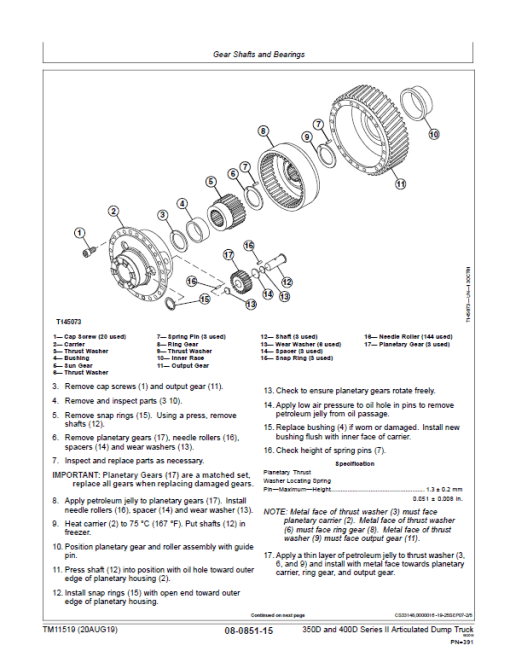 John Deere 350D, 400D Series 2 Dump Truck Technical Manual ( S.N. 626763—642001) - Image 5