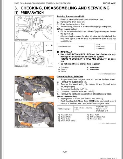 Kubota F2890, F3690 Front Mower Workshop Manual - Image 5