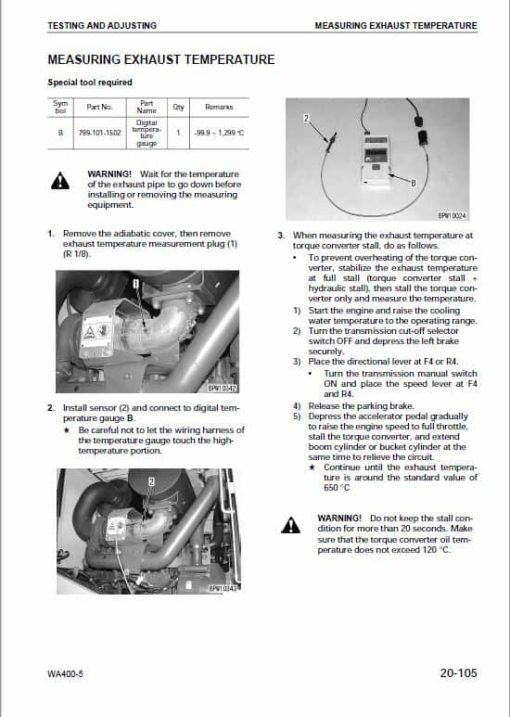 Komatsu WA400-5 Wheel Loader Service Manual - Image 5