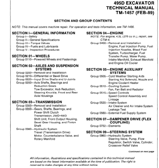 John Deere 495D Excavator Repair Technical Manual - Image 6