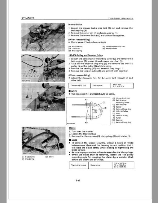 Kubota T1400, T1400H Lawn Mower Workshop Repair Manual - Image 4