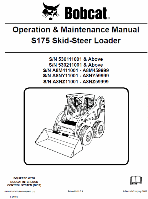 Bobcat S175 and S185 Skid-Steer Loader Service Manual - Image 2