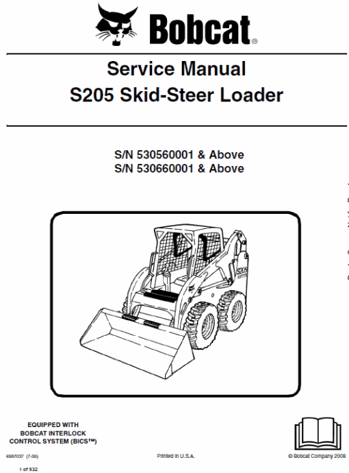 Bobcat S205 Skid-Steer Loader Service Manual - Image 2