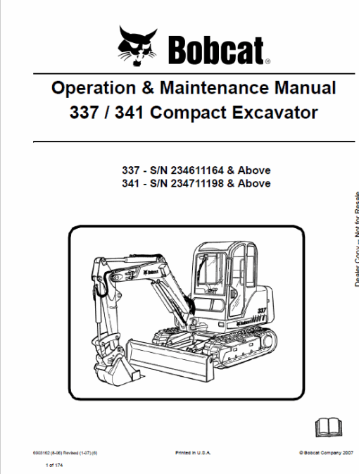 Bobcat 337 and 341 Excavator Service Manual - Image 9