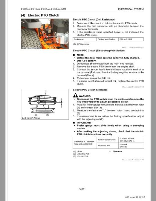 Kubota Z122E-AU, Z121S-AU, Z125E-AU, Z125S-AU Mower Workshop Repair Manual - Image 5