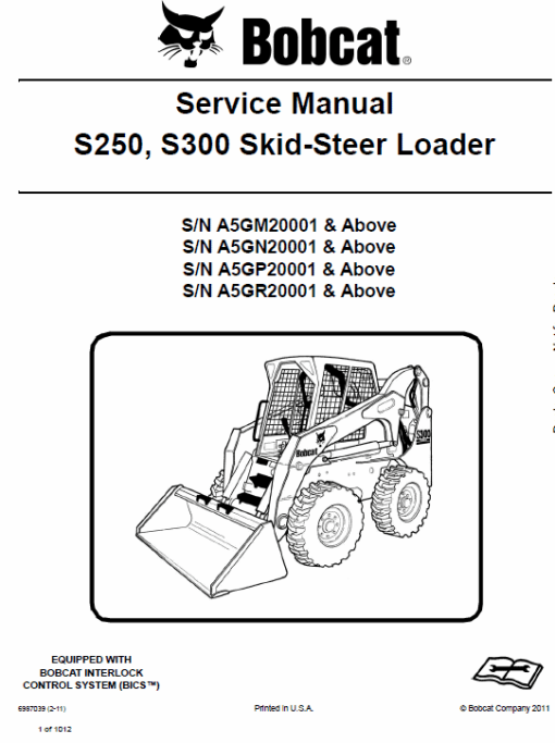 Bobcat S250 and S300 Skid-Steer Loader Service Manual - Image 8