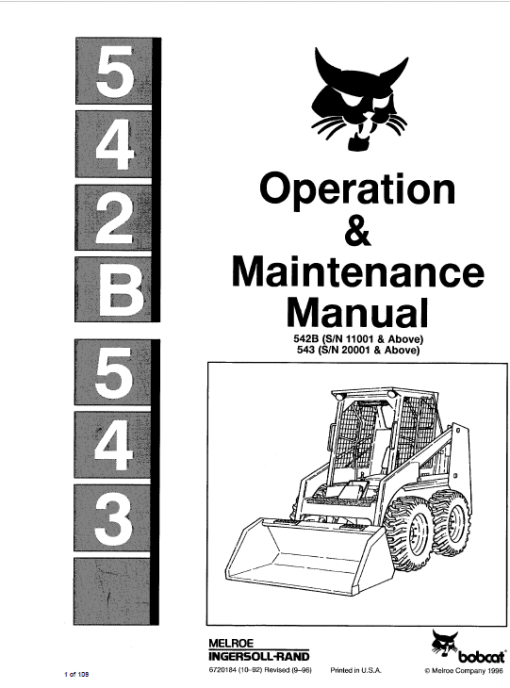 Bobcat 542B Skid-Steer Loader Service Manual - Image 2