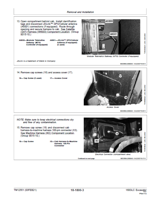 John Deere 160GLC Excavator Repair Technical Manual (PIN: 1FF160GX_ _D055001- ) - Image 5