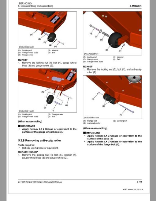 Kubota Z411KW-AU, Z421KW-AU, Z412KW-AU, Z422KW-AU Mower Repair Manual - Image 5