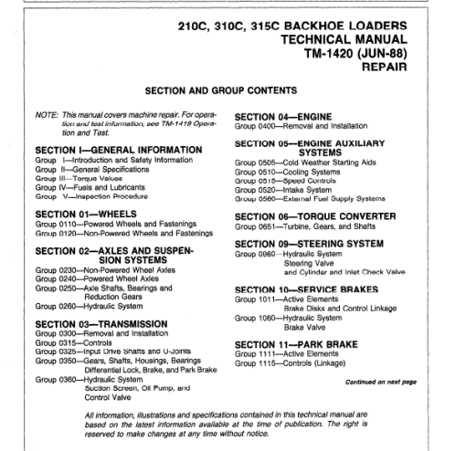 John Deere 210C, 310C, 315C Backhoe Loader Repair Technical Manual - Image 2