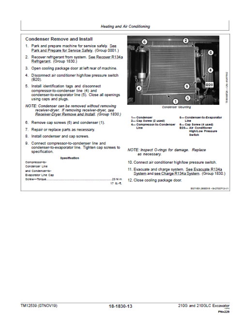 John Deere 210G, 210GLC Excavator Repair Manual (PIN: 1FF210GX_ C520001 & D520001- ) - Image 5