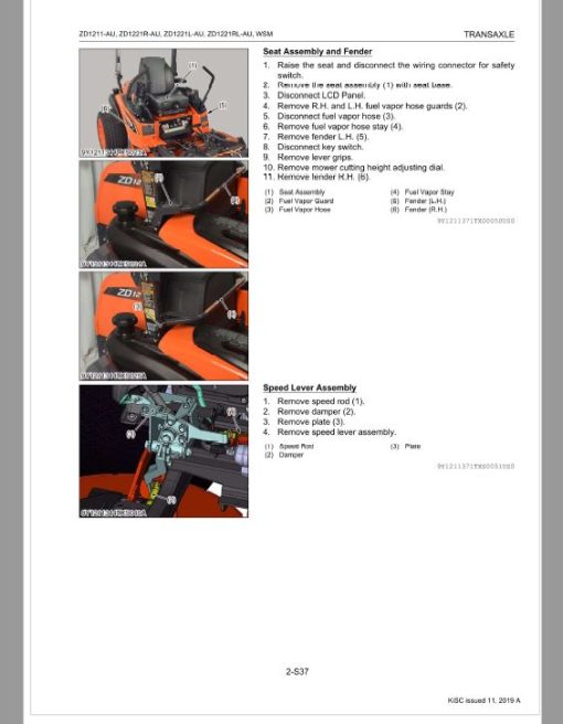 Kubota ZD1211-AU, ZD1221R-AU, ZD1221L-AU, ZD1221RL-AU Mower Repair Manual - Image 5