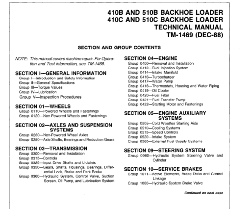 John Deere 410B, 410C, 510B, 510C Backhoe Loader Technical Manual - Image 6