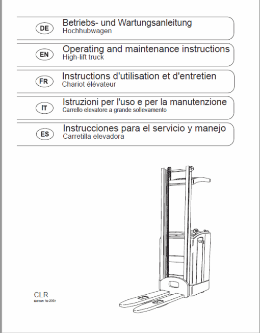 OM PIMESPO TLR, CLD and CLR Pallet Stacker Workshop Repair Manual - Image 5