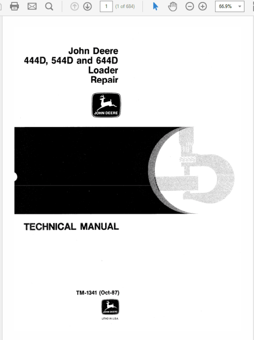 John Deere 444D, 544D and 644D Loader Technical Manual (TM1341)