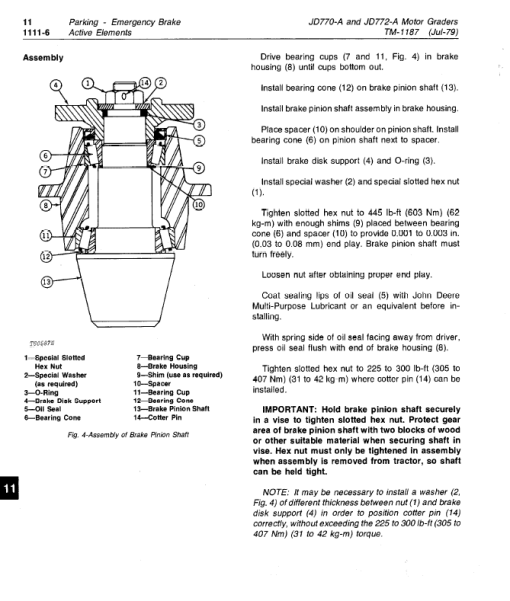 John Deere 770A, 700AH, 772A, 772AH  Motor Grader Technical Manual (TM1361) - Image 6