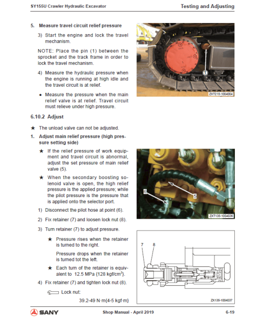 Sany SY155U Hydraulic Excavator Repair Service Manual - Image 5