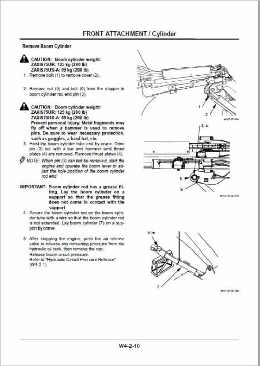 Hitachi ZAXIS 75US-A, 75 UR Excavator Repair Service Manual - Image 4