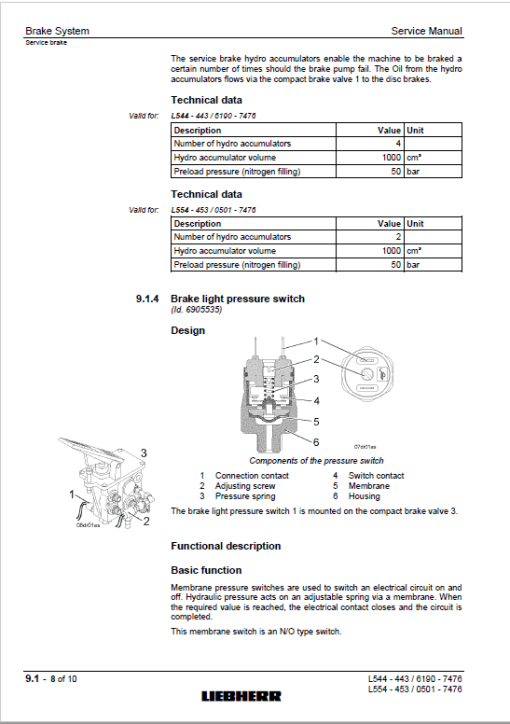 Liebherr L544, L554 2plus2 Wheel Loader Service Manual - Image 5