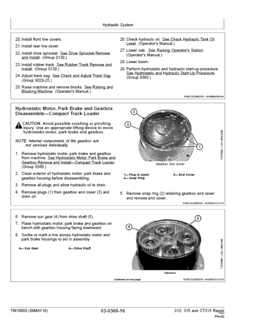 John Deere 313, 315, CT315 SkidSteer Loader Technical Manual - Image 3