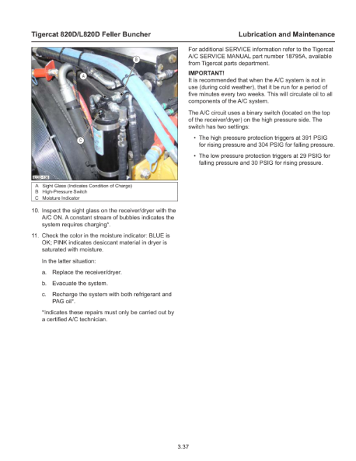 Tigercat 820D, L820D Feller Buncher Operators Manual & Schematics (SN 82011001 - 82022000) - Image 2