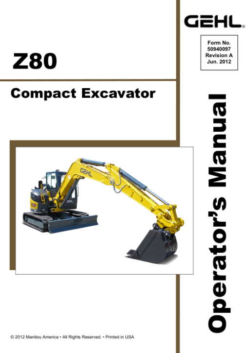 Gehl Z80, Mustang 800Z Compact Excavator Repair Service Manual - Image 2