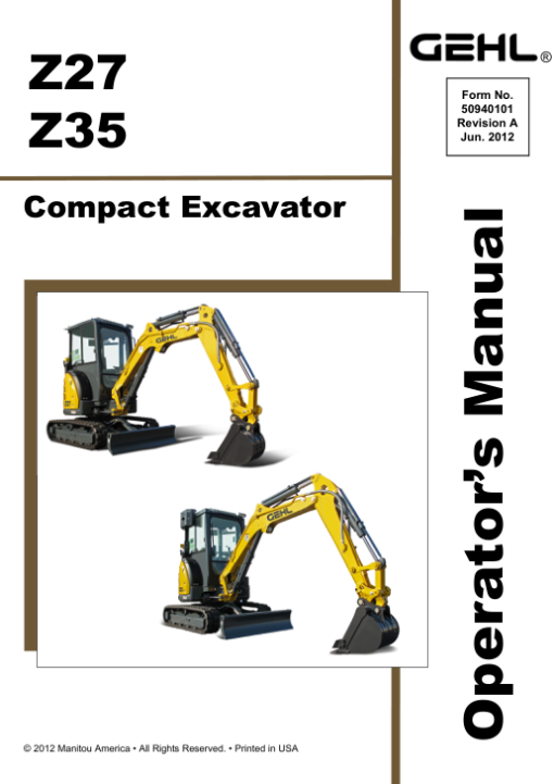 Gehl Z27, Z35, Mustang 270Z, 350Z Compact Excavator Repair Service Manual - Image 2