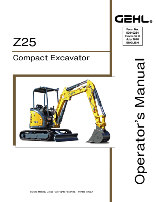 Gehl Z25, Mustang 250Z Compact Excavator Repair Service Manual - Image 2