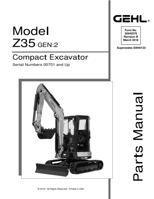 Gehl Z35 Gen 2, Mustang 350Z Nxt 2 Compact Excavator Repair Service Manual - Image 3