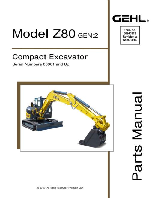 Gehl Z80 Gen 2, Mustang 800Z Nxt 2 Compact Excavator Repair Service Manual - Image 3