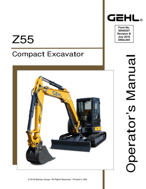 Gehl Z55, Mustang 550Z Compact Excavator Repair Service Manual - Image 2