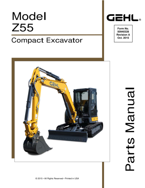 Gehl Z55, Mustang 550Z Compact Excavator Repair Service Manual - Image 3