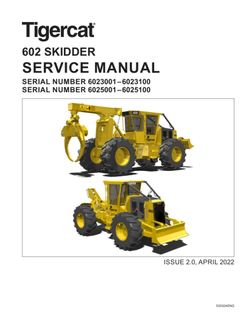 Tigercat 602 Skidder Carrier Repair Service Manual (6020101 - 6025100)