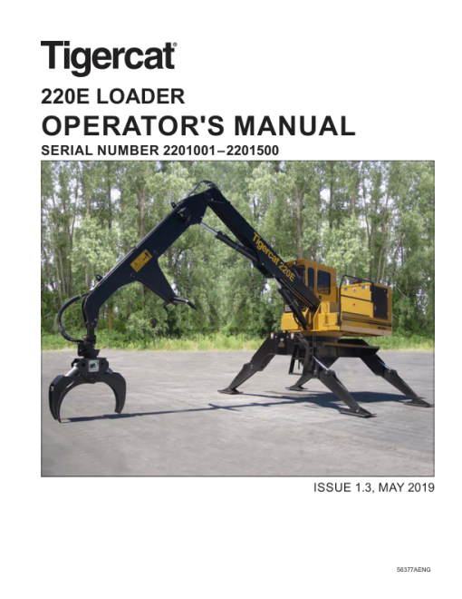 Tigercat 220E Loader Repair Service Manual (2201001 - 2201500) - Image 3