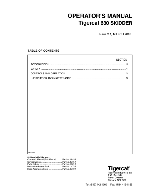 Tigercat 630 Skidder Repair Service Manual (6300101 – 6300999) - Image 2