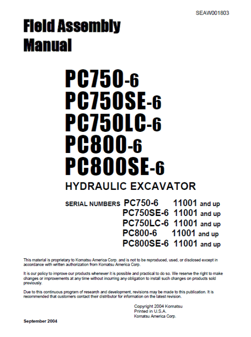 Komatsu PC750-6, PC750LC-6, PC800-6 Excavator Service Manual - Image 7