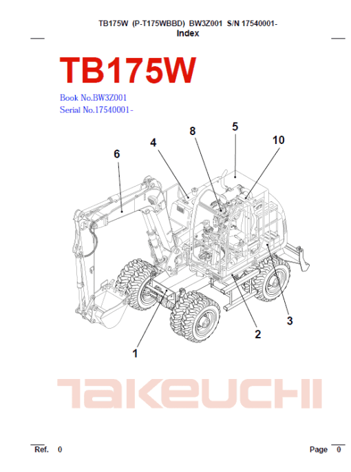 Takeuchi TB175 and TB175W Excavator Service Manual - Image 5