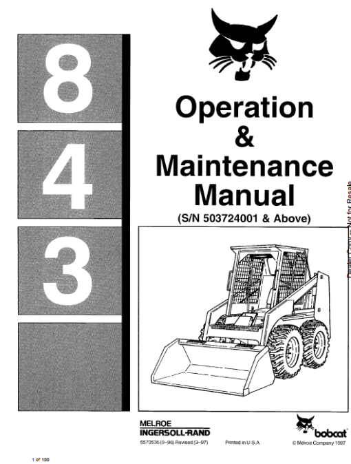 Bobcat 843 and 843B Skid-Steer Loader Service Manual - Image 5